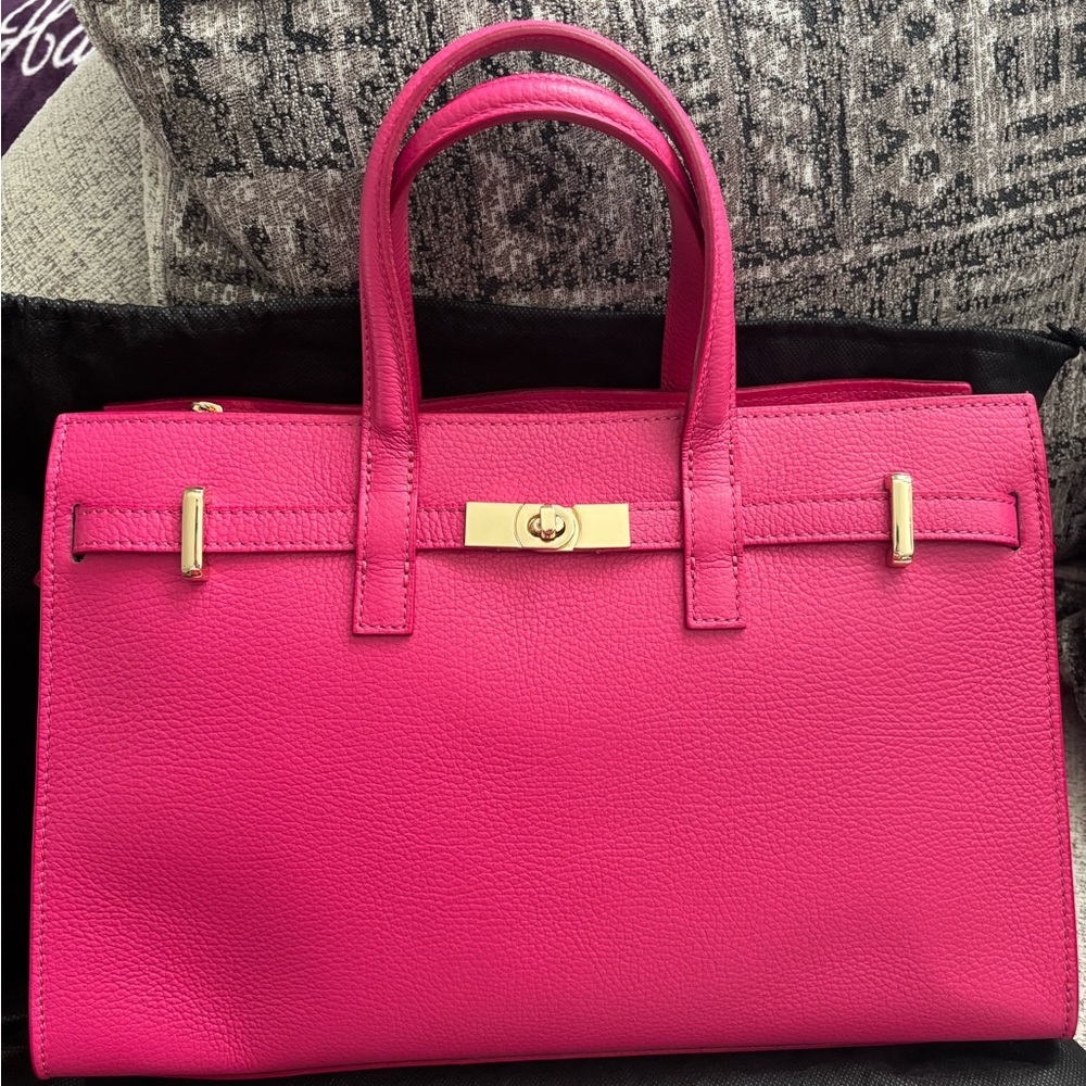 Italian Leather Satchel - Fuschia [NWT]
